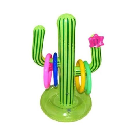 Jeu de lancer d'anneaux flottant pour piscine, cactus gonflable, accessoire de jeu extérieur pour enfants et adultes, idéal pour fêtes, anniversaires et soirées piscine (1/5)