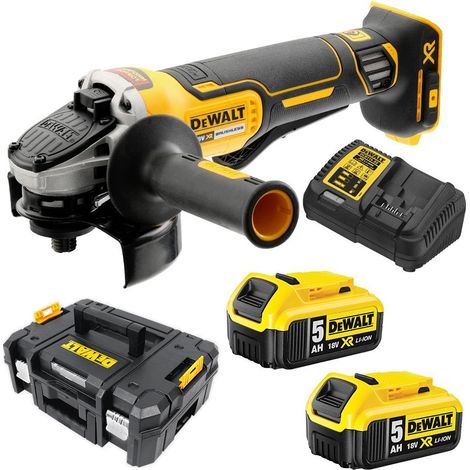 Dewalt DCG406P2 18v XR Brushless Cordless 125mm Angle Grinder Paddle Switch 5ah (1/4)
