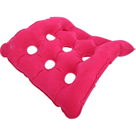 Coussin gonflable anti-escarres pour fauteuil roulant, avec pompe, pour personnes âgées alitées (rose rouge) (1/5)