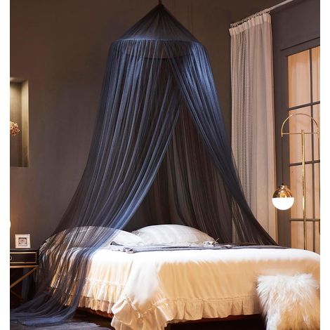 Mosquitera para cama, dosel tipo cúpula, mosquitera para interior y exterior, color negro, 60x250x1100cm, apta para camas de 1,8 a 2 metros de ancho. (1/5)