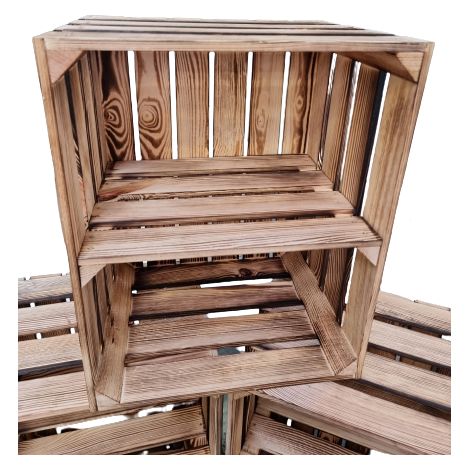 Holzkiste 50x40x30 mit Regal, kurz gebrannt