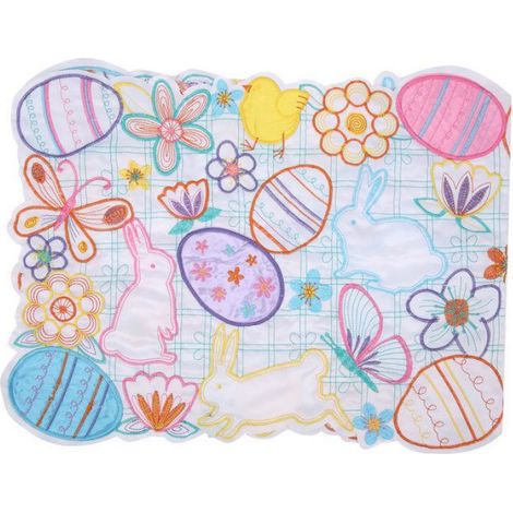 Set De Table - Lin Naturel - 34 x 88 cm - Motif Pâques Multicolore - 1 Pièce (1/5)