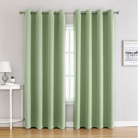 Rideaux occultants vert clair - rideaux occultants à anneaux - rideaux thermiques à un panneau, adaptés à la chambre/au bureau - 100 x 250 cm