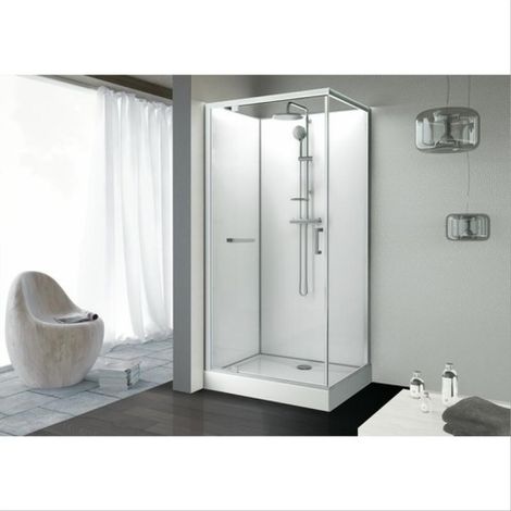 Cabine de douche KARA rectangulaire à portes coulissantes 2 vantaux - Leda 120x80cm