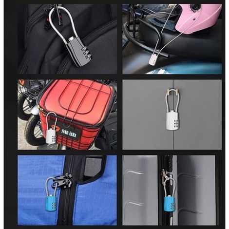 Cadenas Cable,Cadenas à Câble Rétractable,Cadenas à Combinaison Numérique,Antivol Casque vélo,Antivol Câble à Combinaison,Câble An (1/4)