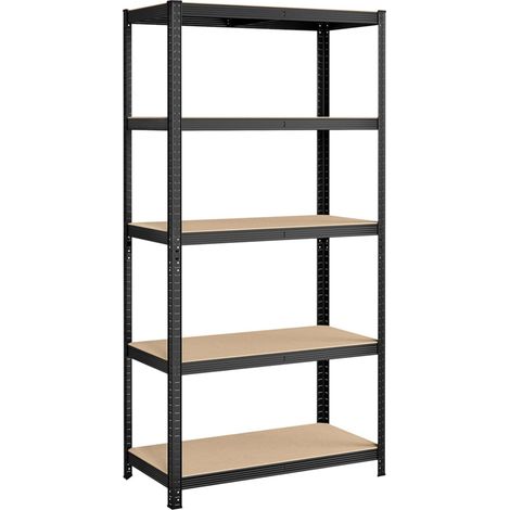 Estantería metálica resistente 200 x 100 x 50 cm 5 baldas capacidad de carga total 875 kg (175 kg/balda) baldas regulables para garaje/sótano color negro 120005588 (1/5)