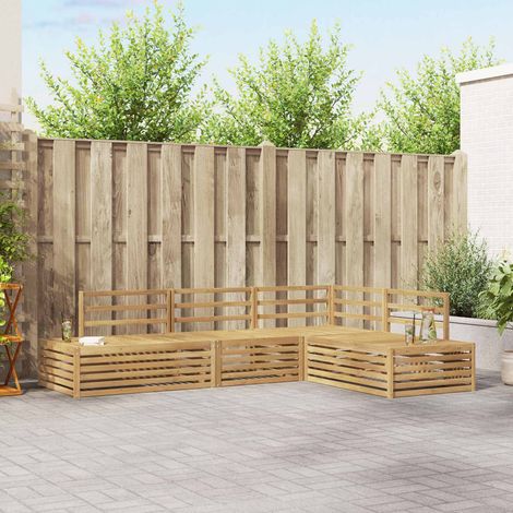 Salon de jardin bas en bois d'acacia massif blanc - Ensemble de canapés d'extérieur 5 pièces - PANGIVO (1/5)