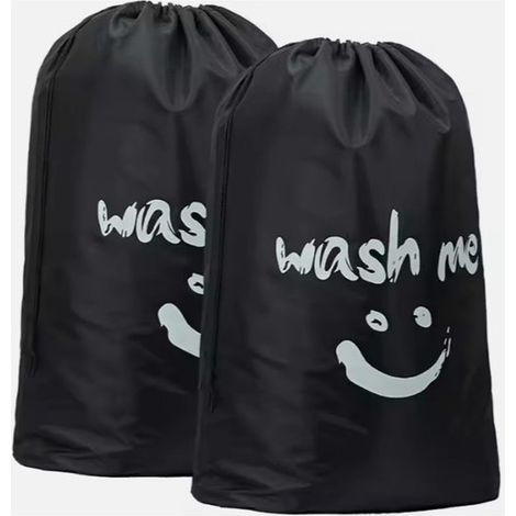 Sac de Rangement pour Linge Sale - 2 Pièces - 70 x 45 cm - Sac à Linge de Voyage Pliable - Avec Cordon de Serrage - Polyester - Sac de Rangement Pratique pour Linge Sale - Convient pour les Voyages, l (1/5)