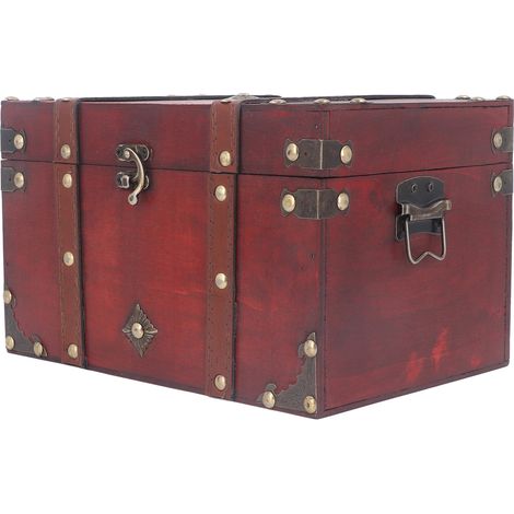 Antike, exquisite Schmuckschatulle aus Holz, ideal für Filmrequisiten und Schaufensterdekoration, Rot (1/5)