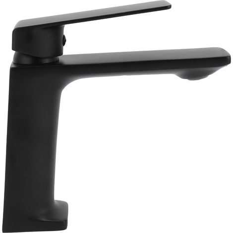 Mitigeur Lavabo G1/2 Luxe Noir Robinet Mélangeur Eau Chaude Froide pour Salle de Bains Évier (1/5)