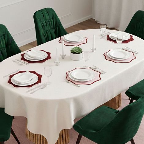 Mantel Individual Hati, set de 6, Borde Ondulado, Pareja Bicolor, Lavable Made in Italy, 40x40 cm Rojo (1/5)