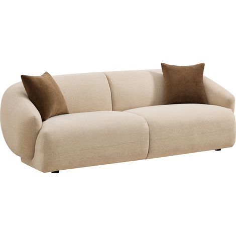 Divano 3 posti in tessuto testurizzato beige - MIBASTO (1/4)