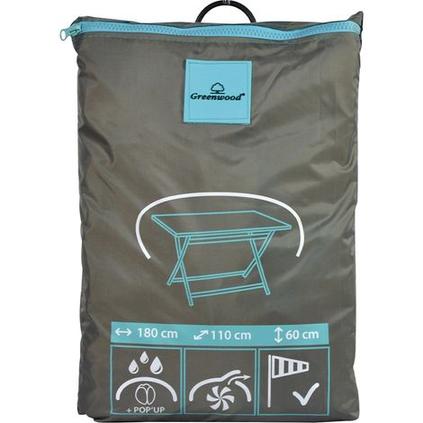 Greenwood Housse pour Table de Jardin CVT01 180x110 cm Polyester Imperméable Gris (1/3)