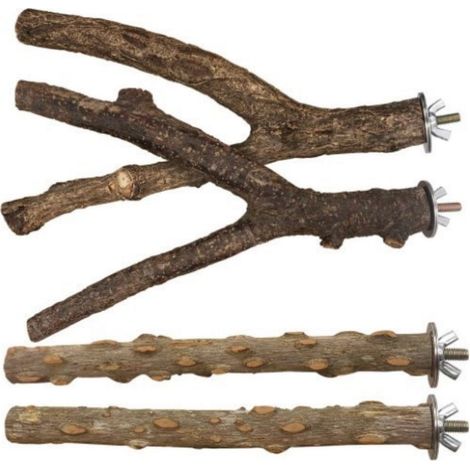4 accessoires pour perroquets, branches d'arbre, bâtonnets et barres en bois poivré, jouets enrichissement comportemental (1/5)