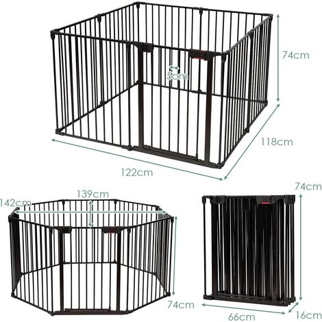 Pet Playpen, 8 Panels, 500x75 cm, Black Iron Fence (1/4)