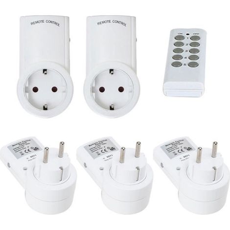 Prise télécommandée - Lot de 5 - Programmable - 2300W - Portée 30m (1/4)