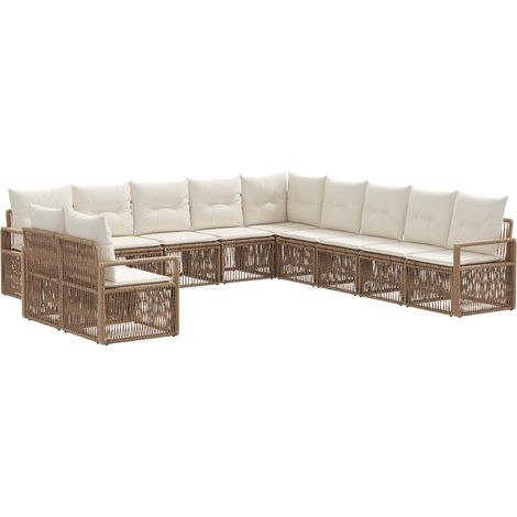 Gartensofa-set 11 pcs Beige Poly-Rattan vidaXL (1/5)