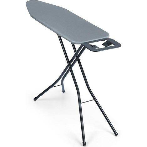 Comfortable and stable ironing board with iron holder