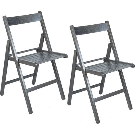 2 Sedie pieghevoli in legno di faggio, misura 42x40x78 cm, sedia da interno ed esterno richiudibile senza braccioli - Colore Grigio (1/5)