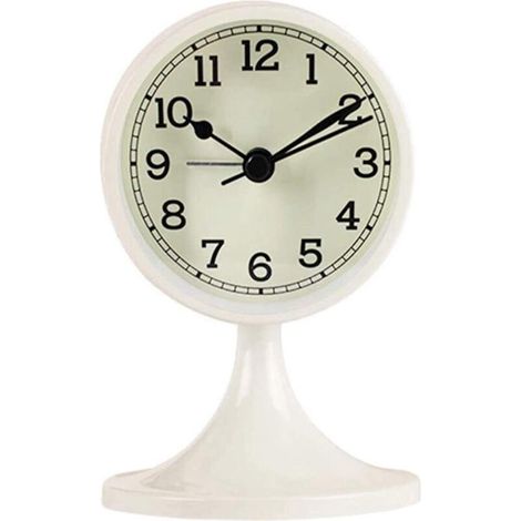 Bardusch-Horloge de cheminée ronde rétro blanche silencieuse sans tic-tac, petite décoration pour étagère ou bureau (1/5)