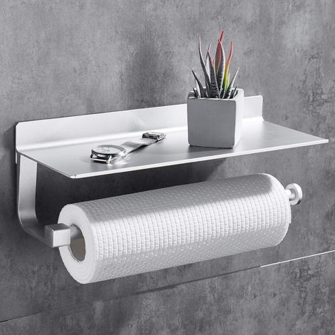 Wandmontierter Küchenrollenhalter ohne Bohren – Papierhandtuchhalter mit geräumigem Spender – Silber