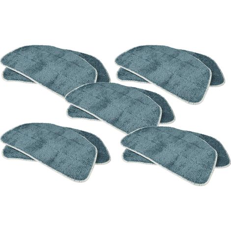 vhbw 10x Housses de rechange remplacement pour Leifheit 11941 pour nettoyeur à vapeur, balai vapeur - microfibre, gris ardoise