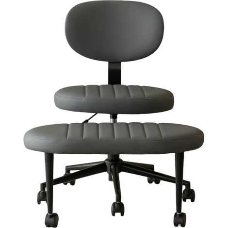 Silla de oficina ergonómica gris con reposapiés integrado y altura regulable (1/5)