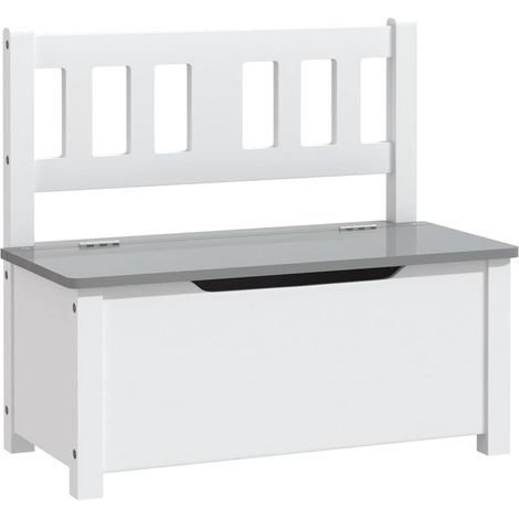 Children Storage Bench White and Grey 60x30x55 cm MDF vidaXL