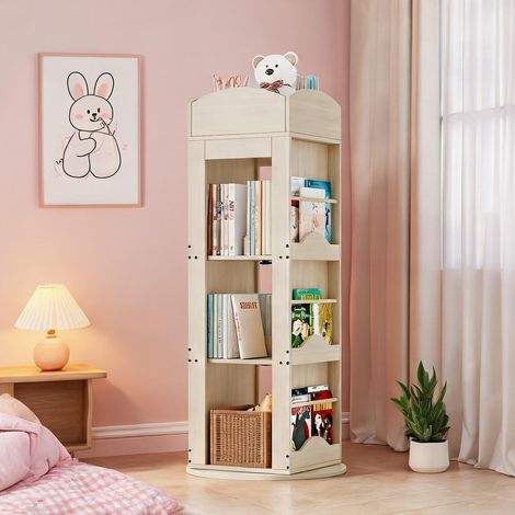 Bibliothèque rotative 360° en MDF avec 4 étagères finition (1/5)
