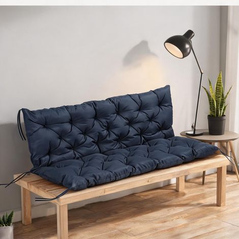 Coussin de banc 3 places avec sangles de fixation mousse bleu (1/5)