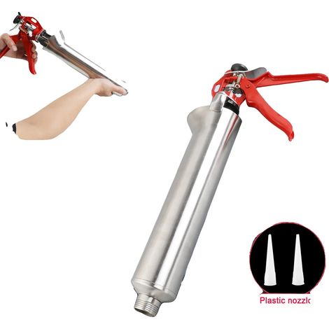 Outil de jointoiement, corps en acier inoxydable, buse en forme de corne, longueur de 58 cm, diamètre de buse de 8 mm, comprend des buses (1/5)
