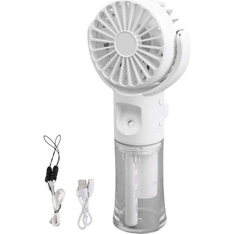 YMYNY Desk Fan Portable Rechargeable Desk Fan with 4 Speed Settings and Water Mist for Kids Students (White)