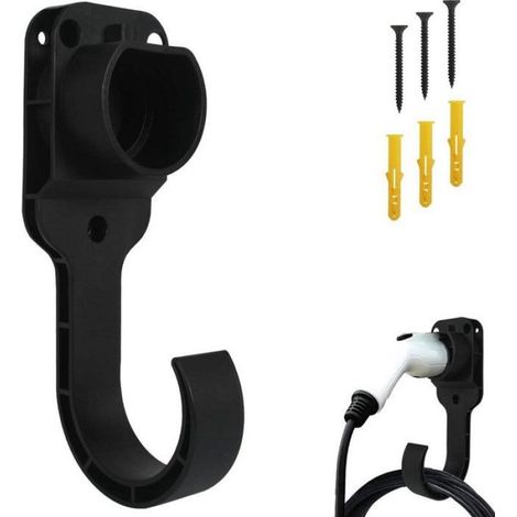 Support Murale pour Câble de Charge Type 2, Organisateur 27x8cm avec Vis, Noir Universel (1/5)
