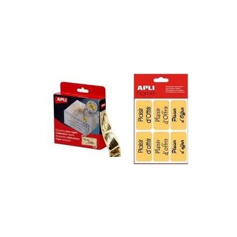 Étiquettes adhésives - agipa - Plaisir d'offrir - Or brillant - Adhésif permanent - 34x19 mm