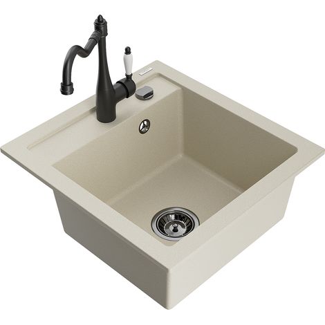Mexen Vito 1-Becken-Granit-Spüle mit Mischbatterie Carla, Beige - 6503-69-670700-70