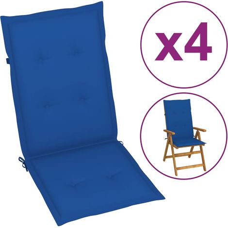 vidaXL Gartenstuhlauflagen für Hochlehner 4 Stk. Königsblau 120x50x3cm