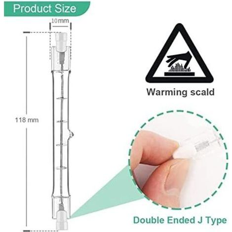 Lot de 5 R7S Ampoule Halogène 118mm 200W 230V, Tige Halogène R7S 118mm, Ampoule Halogène r7s Lampe Tige Halogène Dimmable pour Spot de Bâtiment, Eclairage Paysage de Travail, Eclaira (1/4)