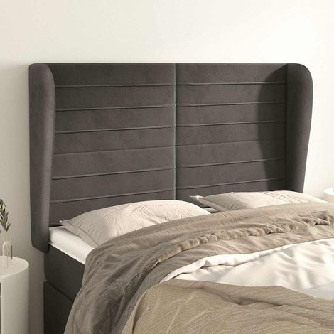 vidaXL Cabecero con orejas de terciopelo gris oscuro 147x23x118/128 cm (1/5)
