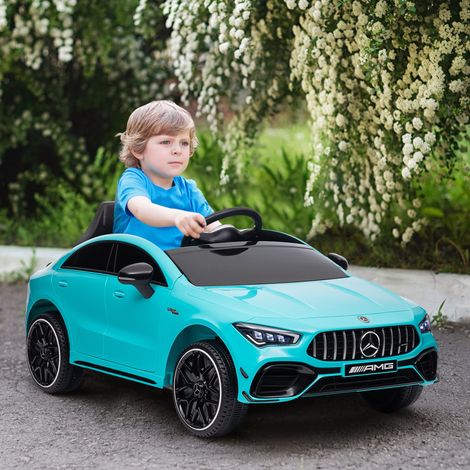 Macchina elettrica per bambini, telecomandata, con ruote di trasporto, luci a LED, clacson, per bambini dai 3 ai 6 anni, azzurra