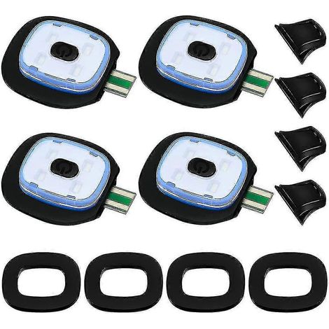 Lampe LED rechargeable USB pour bonnet en maille, lot de 4, modes d'éclairage fort, moyen et faible. (1/3)
