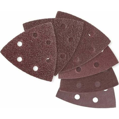 120 pièces papier de verre triangle 6 trous patin de ponçage 93x93x93mm Fermeture Assorti de grains 40/60/80/120/180/240 (1/5)