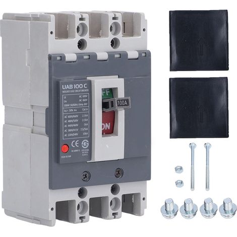 Disjoncteur Automatique - 100 A - 3 Pôles - Protection Surcharge Court-Circuit Sous-Tension - Boîtier Résistant au Feu - Température Fonctionnement -20 °C à 60 °C (1/5)
