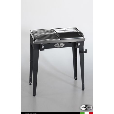 Grill 8.4 Inox  Piastra mista - Grigio antracite - Senza portapiatti - Senza paraschizzi - Senza kit mensola e ruote - barbecue, griglia, giardino, carne, a gas, acciaio made in Italy