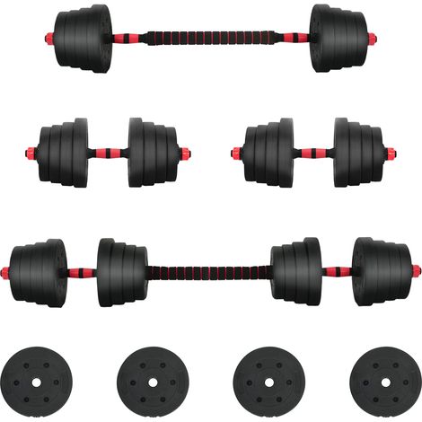 Juego de Mancuernas 2 en 1 40kg Negro y rojo vidaXL