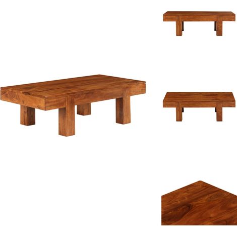 Table basse Bois d'acacia solide avec finition miel 100x50x30cm - Table Basse - Meuble De Salon - Table D'appoint - Acacia - Design Rétro (1/5)