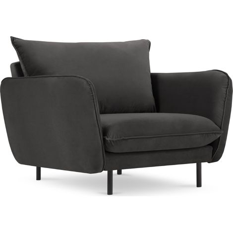 Fauteuil en velours gris foncé (1/5)