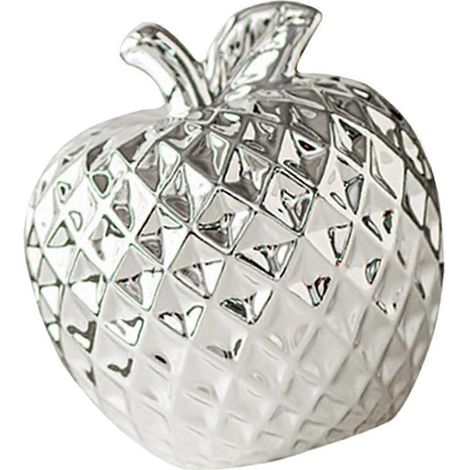 Apfel-Keramikstatue, moderne Statue, kreative, schlichte Dekorationsfigur, Tischornament für Wohnzimmer, Büro, Geburtstagsgeschenk-Silver (1/5)