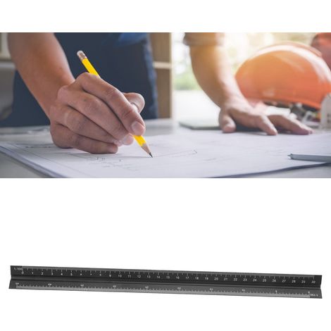 Kleines schwarzes dreieckiges Metalllineal, 30 cm, Aluminiumlegierung, dreieckiges Lineal, gerades Lineal, Zeichenwerkzeug. (1/5)