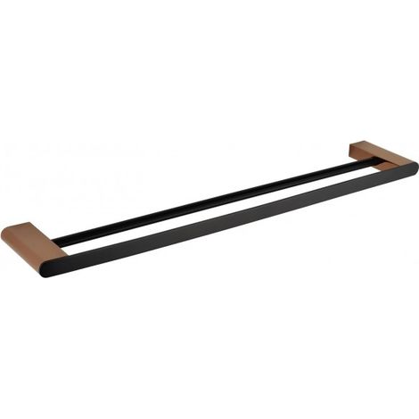 Porte-serviette double GALLA en laiton noir et doré 60 x10,4x2 cm (1/3)
