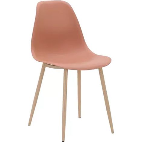 Chaise PP terracotta pieds métal effet bois (1/5)